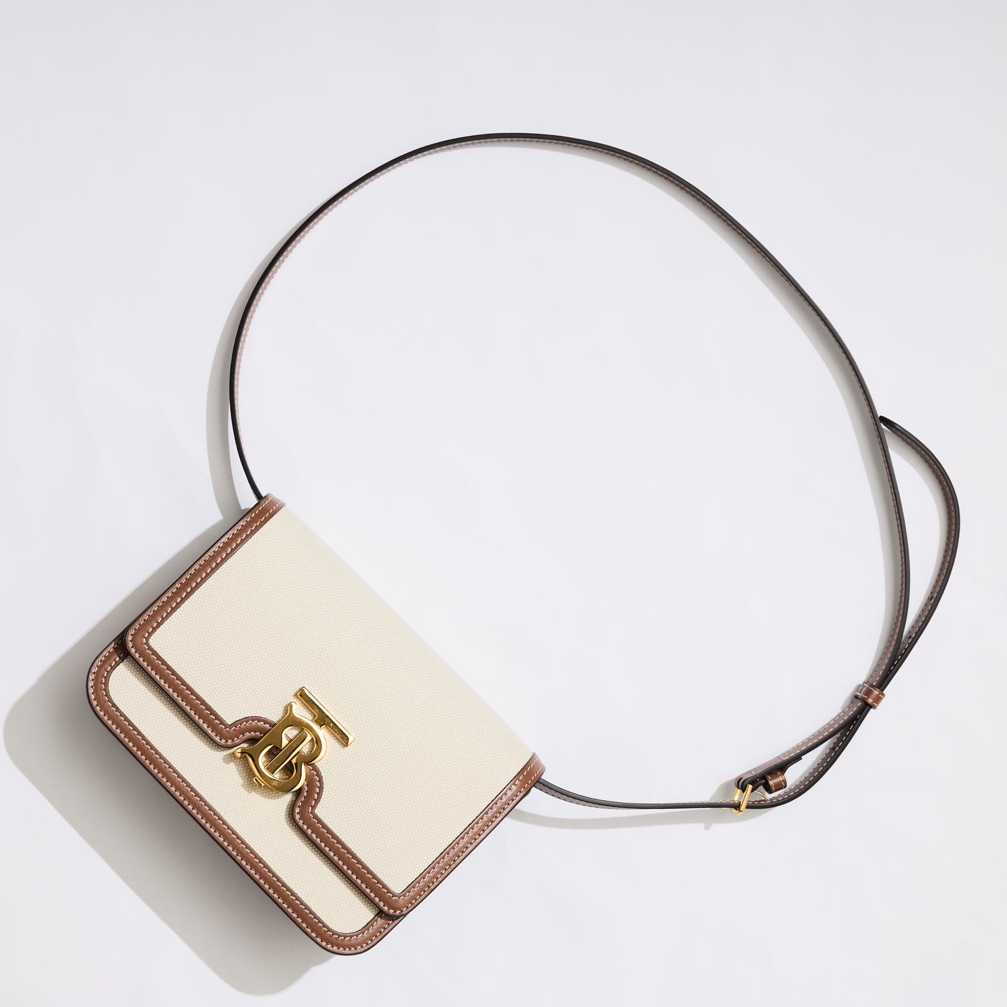 Burberry - Two-Tone Canvas and Leather Small TB Bag