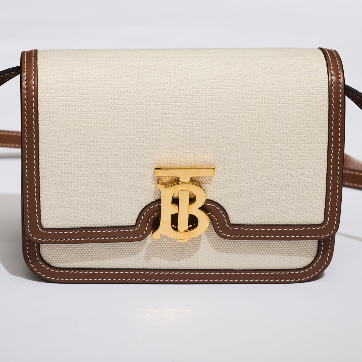 Burberry - Two-Tone Canvas and Leather Small TB Bag